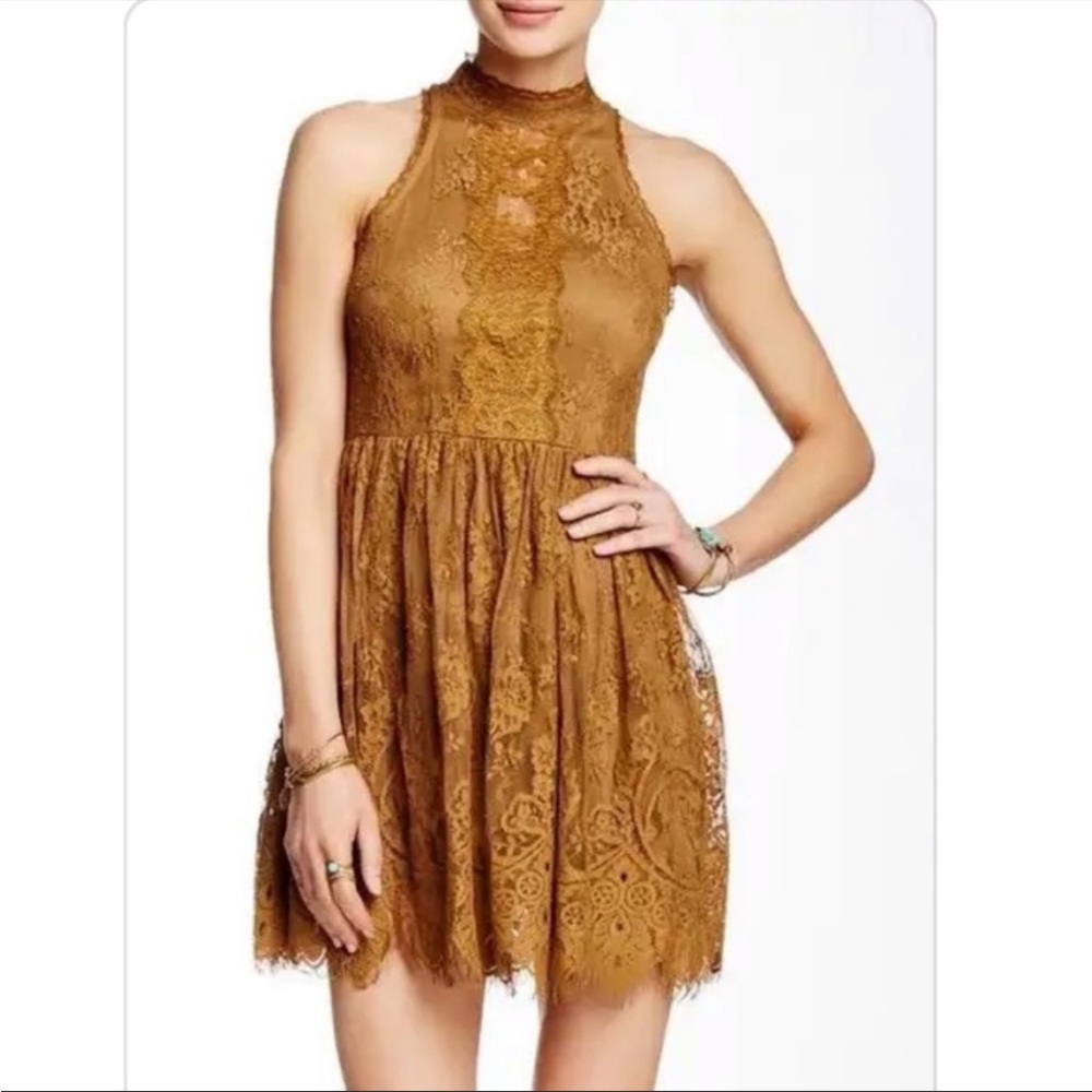 Free people Verushka high neck lace dress